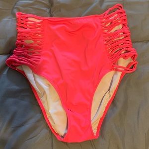 PINK high waisted bikini bottom